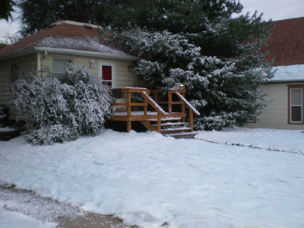 house lawn covered wiith fake snow effects