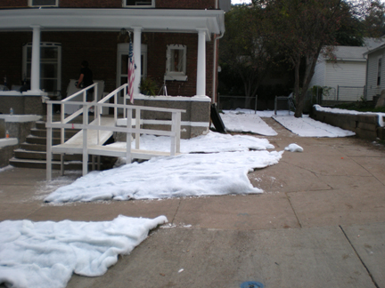 faux snow covers the ground with snow blankets