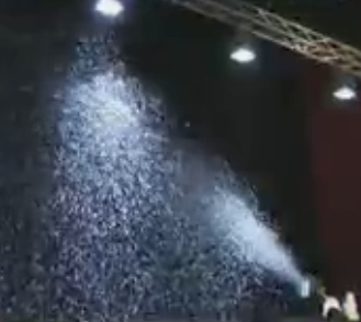 fake snow machine output in a studio