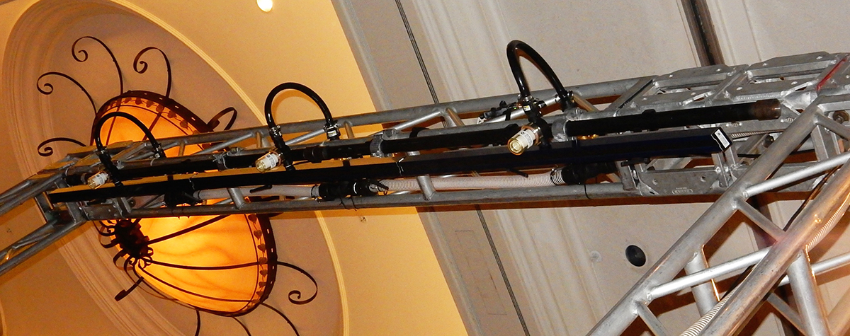 The Tsunami Water Screen&trade; is a high-resolution rear-projection screen created entirely in a cascade of free-falling wate